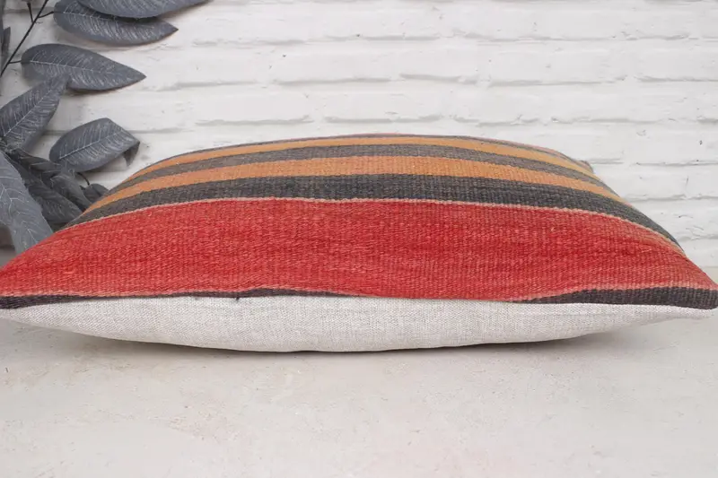 Sofa Pillow Case, Cushion Cover, 16x24 Red Pillow Sham, Turkish Kilim Pillow, Pillow for Couch, Boho Pillow Sham Cover, Rustic Pillow Case - 5