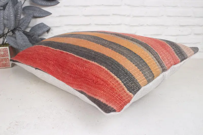 Sofa Pillow Case, Cushion Cover, 16x24 Red Pillow Sham, Turkish Kilim Pillow, Pillow for Couch, Boho Pillow Sham Cover, Rustic Pillow Case - 6