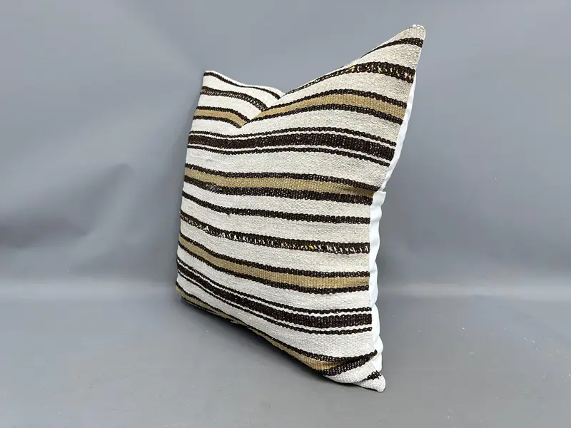 24x24 White Cushion, Interior Designer Pillow, Pet Cushion Case, Kilim Rug Pillow Sham, Boho Pillow Sham Cover, Turkish Kilim Pillow, Pillow Cover - 3