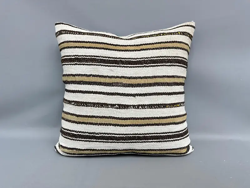 24x24 White Cushion, Interior Designer Pillow, Pet Cushion Case, Kilim Rug Pillow Sham, Boho Pillow Sham Cover, Turkish Kilim Pillow, Pillow Cover - 4