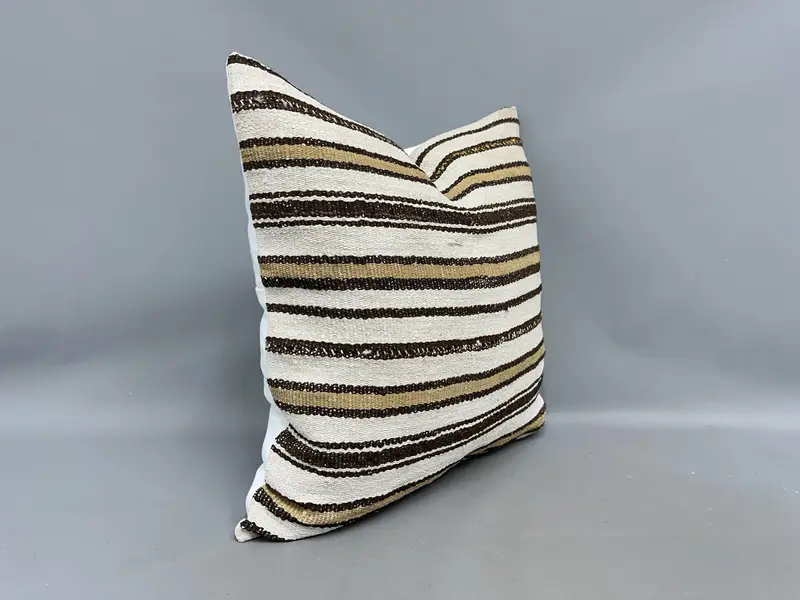 24x24 White Cushion, Interior Designer Pillow, Pet Cushion Case, Kilim Rug Pillow Sham, Boho Pillow Sham Cover, Turkish Kilim Pillow, Pillow Cover - 2