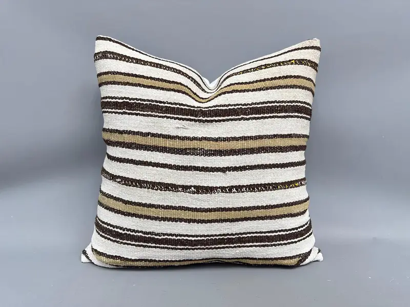 24x24 White Cushion, Interior Designer Pillow, Pet Cushion Case, Kilim Rug Pillow Sham, Boho Pillow Sham Cover, Turkish Kilim Pillow, Pillow Cover - 1