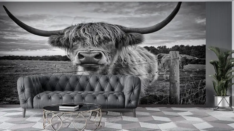 Scottish Highland Viehfoto, Highland Cow -Wandbild, Bullenwandkunst, schottisches Highland -Rinder -Wandplakat, Wild Bull Wall Painting, - 6