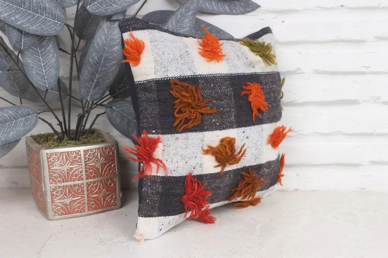 Kilim Cushion Sham, Pillow, Antique Pillows, Meditation Cushion Case, 12x12 Beige Pillow Case, Boho Pillow Sham Cover, Sustainable Cushion - 4