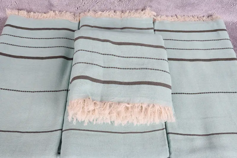 Beach Theme Wedding Gift, Thin towel, House Warming Gift, 70x40 Cotton Striped Towel, Bachelorette Gifts, Cotton towel, Wedding Hand Made Gift - 4