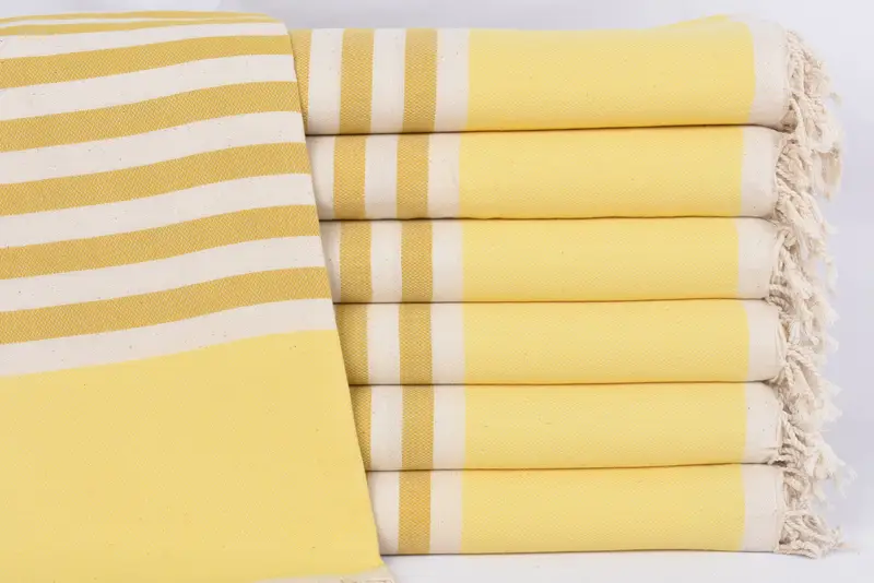 Bridal Shower Gift Turkish Towel, Organic Cotton, Mustard-Yellow, 70x40 Inches