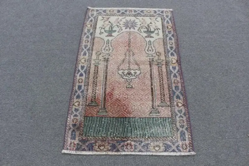 Alfombra roja y azul, patrón sólido de 2,5x4 pies