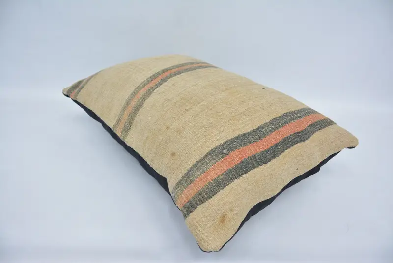 16x24 Beige Cushion Case, Kilim Pillow, Pillow Case, Vintage Pillow, Neutral Cushion, Sustainable Pillow Case, Turkish Kilim Pillow - 6