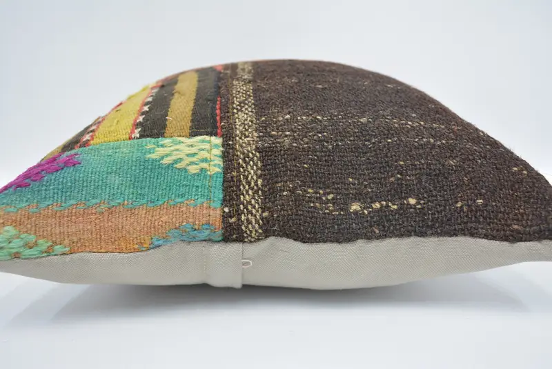 Toss Pillow Sham, Pillow for Couch, Cushion Case, Turkish Pillow, Indoor Pillow Sham, 16x16 Brown Pillow Case, Handmade Pillow, Kilim Pillow Cover - 5