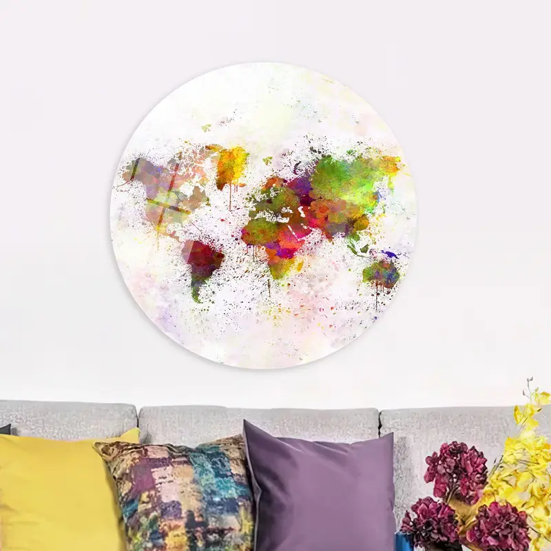 モダンなカラフルな世界地図キャンバス - 抽象アート プリント