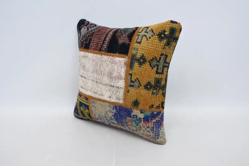 Bench Cushion, Bench Pillow Cover, Vintage Pillow, Vintage Kilim Throw Pillow, 16x16 Orange Pillow Case, Boho Pillow Sham Cover, Pillow Sham - 4