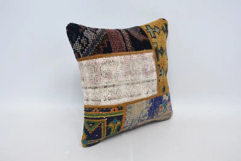 Bench Cushion, Bench Pillow Cover, Vintage Pillow, Vintage Kilim Throw Pillow, 16x16 Orange Pillow Case, Boho Pillow Sham Cover, Pillow Sham - 3