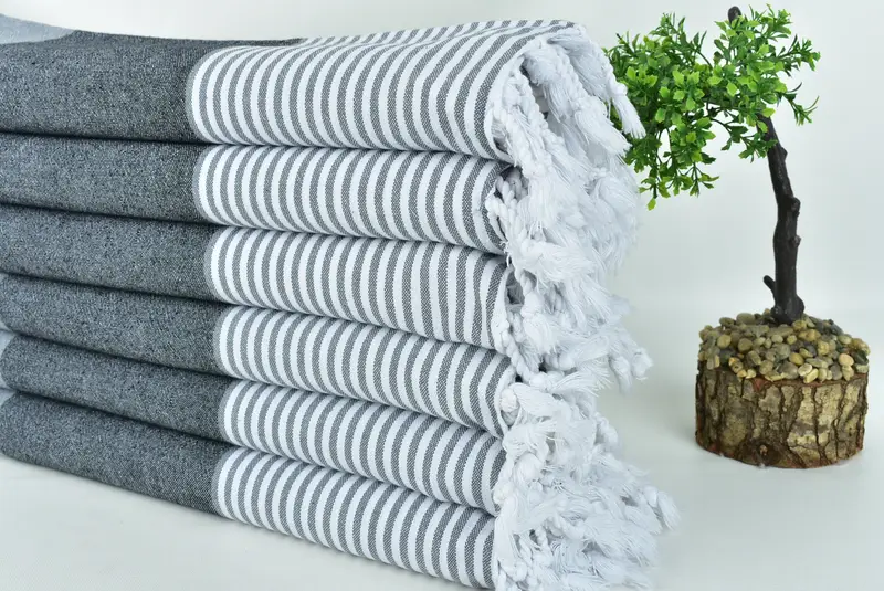 Organic Beach Towel, Beach towel, Organic Turkish towel, Best Friend Christmas Gift, Travel Towel, Personalized Towel, 70x40 Cotton Striped Towel - 3