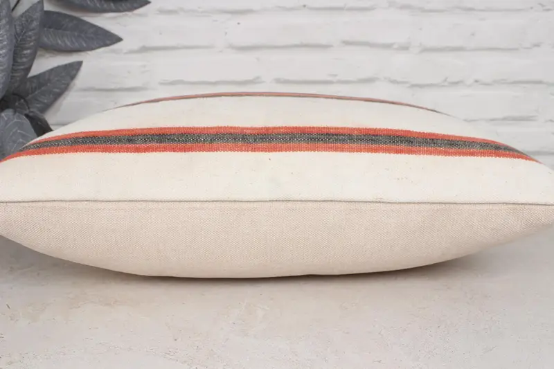 Vintage Kilim Throw Pillow, Boho Pillow Sham Cover, Antique Pillows, Authentic Cushion Cover, Cushion Cover, 16x24 Beige Pillow Sham - 5