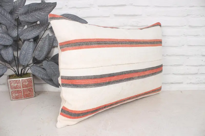 Vintage Kilim Throw Pillow, Boho Pillow Sham Cover, Antique Pillows, Authentic Cushion Cover, Cushion Cover, 16x24 Beige Pillow Sham - 3