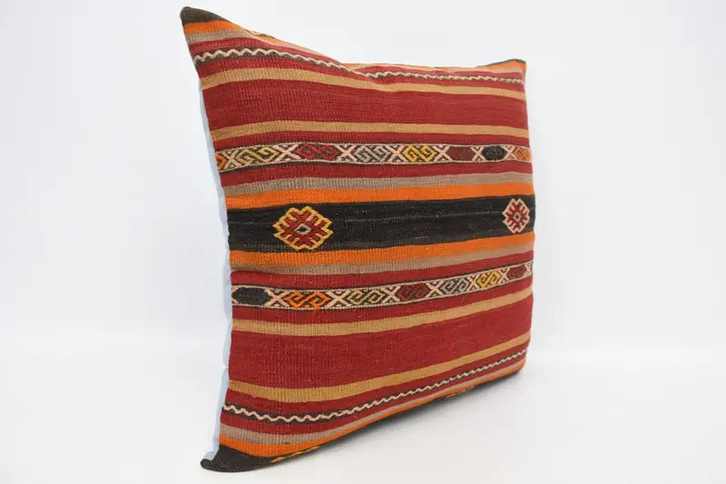 Cushion, Throw Kilim Pillow, Bohemian Cushion Pillow, Neutral Pillow, 28x28 Red Pillow Cover, Home Decor Pillow, Ethnical Kilim Rug Pillow - 3