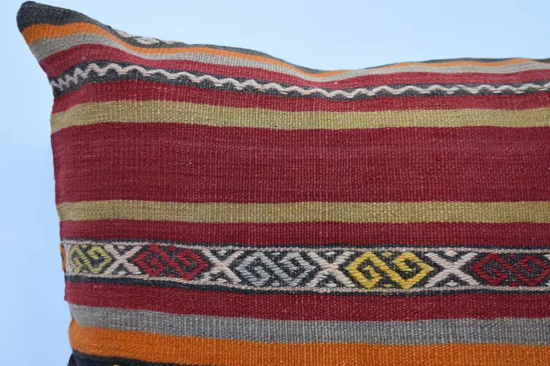 Cushion, Throw Kilim Pillow, Bohemian Cushion Pillow, Neutral Pillow, 28x28 Red Pillow Cover, Home Decor Pillow, Ethnical Kilim Rug Pillow - 2