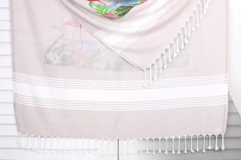 Bridal Shower Gift Light Brown Cotton Beach Towel, 36x71 Inches