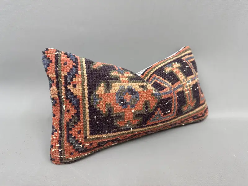 Vintage Throw Pillow Sham, Turkish Kilim Pillow, Kilim Pillow, Pillow Sham, 8x16 Blue Pillow Case, Authentic Pillow, Interior Designer Pillow - 2