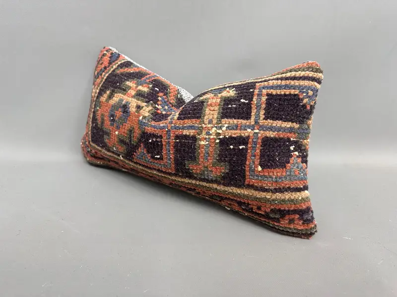 Vintage Throw Pillow Sham, Turkish Kilim Pillow, Kilim Pillow, Pillow Sham, 8x16 Blue Pillow Case, Authentic Pillow, Interior Designer Pillow - 3