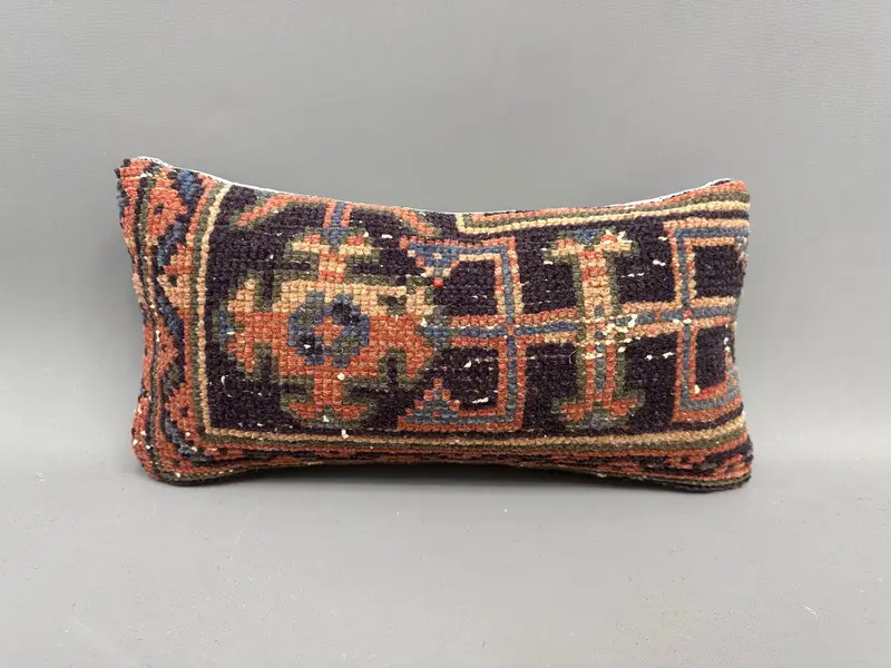Vintage Throw Pillow Sham, Turkish Kilim Pillow, Kilim Pillow, Pillow Sham, 8x16 Blue Pillow Case, Authentic Pillow, Interior Designer Pillow - 4