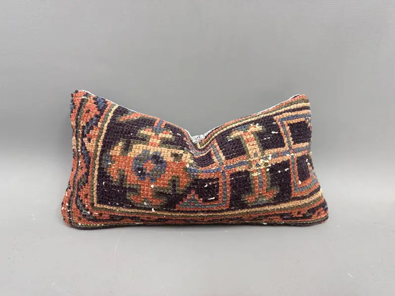 Vintage Throw Pillow Sham, Turkish Kilim Pillow, Kilim Pillow, Pillow Sham, 8x16 Blue Pillow Case, Authentic Pillow, Interior Designer Pillow - 1