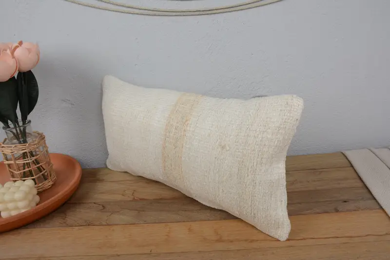Pillow for Couch, Vintage Kilim Throw Pillow, Turkish Kilim Pillow, Pillow, Ottoman Cushion Cover, 10x20 White Pillow Case, Tribal Cushion Case - 4