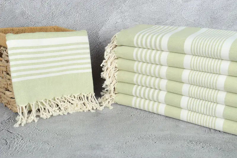 Organic towel, Sand-resistant towel, 68x38 Cotton Striped Towel, Large Turkish Towel, Scarf Towel, Bridesmaid Gifts Personalized, Family Gift Basket - 3
