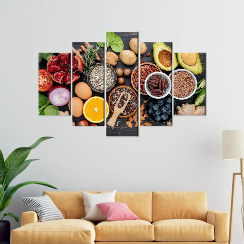Meyve Tuval Sanatı, Sebzeler Duvar Sanatı, Spice Sanat, Mutfak Sanatı Dekoru, Yemek Tuval, Şef Hediyesi, Yemek Odası Sanatı, Modern Duvar Sanatı - 2