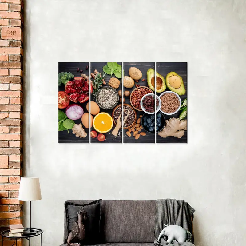 Meyve Tuval Sanatı, Sebzeler Duvar Sanatı, Spice Sanat, Mutfak Sanatı Dekoru, Yemek Tuval, Şef Hediyesi, Yemek Odası Sanatı, Modern Duvar Sanatı - 8