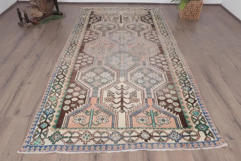 Vintage Halı, Büyük 4.9x9.6 ft Halı, Oushak Kahverengi Fas Halısı - 1