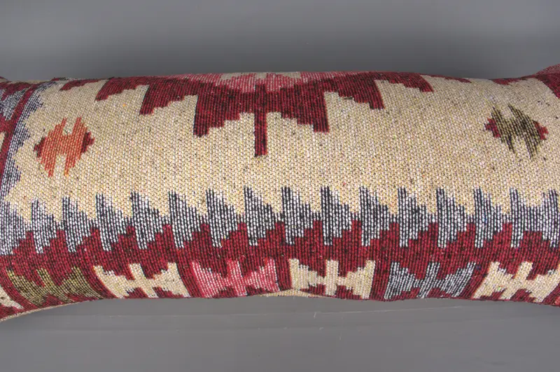 Vintage Pillow, 16x36 Red Cushion, Ethnical Kilim Rug Pillow, Bed Cushion Cover, Bolster Cushion Case, Pillow Cover, Couch Pillow, Pillow for Couch - 7
