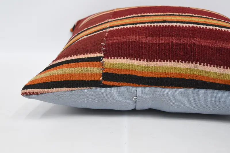 Boho Pillow Sham Cover, Kilim Pillow Cover, Turkish Pillow, Cushion Case, Knitted Pillow Sham, 22x22 Red Cushion Case, Pastel Cushion Cover - 5