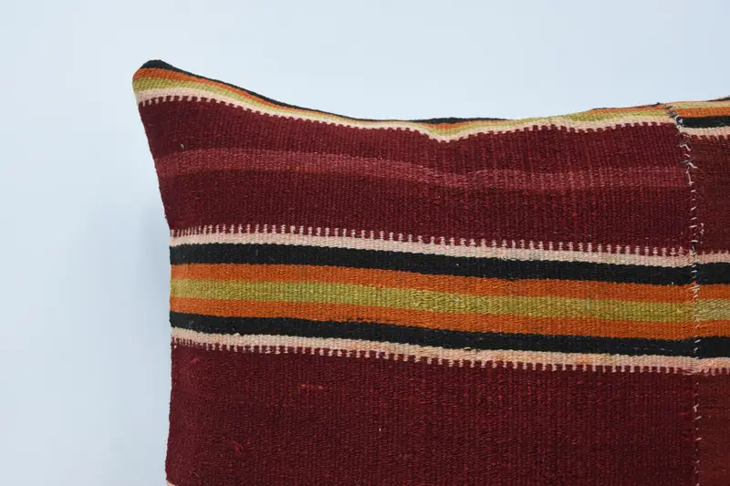 Boho Pillow Sham Cover, Kilim Pillow Cover, Turkish Pillow, Cushion Case, Knitted Pillow Sham, 22x22 Red Cushion Case, Pastel Cushion Cover - 2
