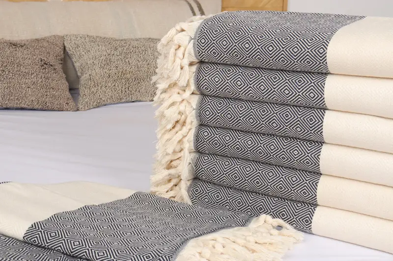 Throw Blanket, 96x80 Cotton Diamond Towel, Gift For The Home Decor, Bachelorette Favor, Wedding Hand Made Gift, Turkish Blanket, Bridal Shower Gift - 3