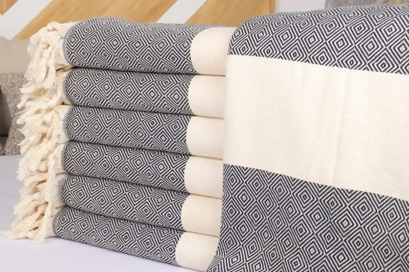 Throw Blanket, 96x80 Cotton Diamond Towel, Gift For The Home Decor, Bachelorette Favor, Wedding Hand Made Gift, Turkish Blanket, Bridal Shower Gift - 2