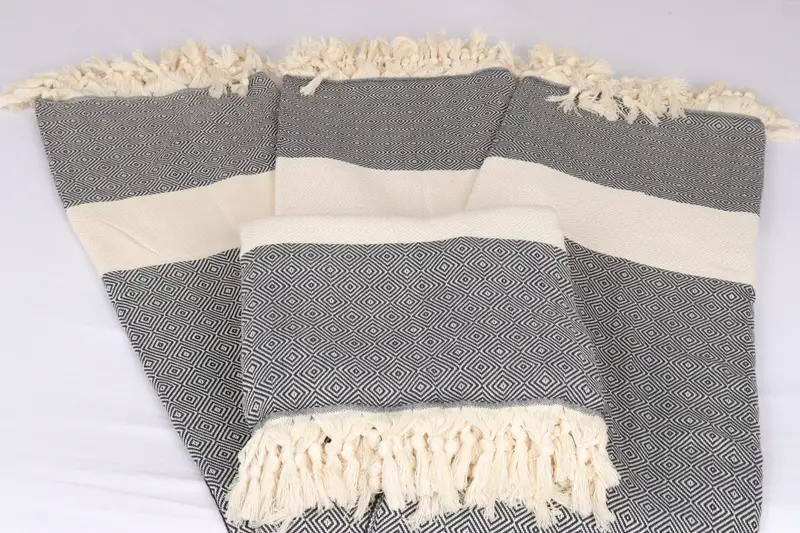 Throw Blanket, 96x80 Cotton Diamond Towel, Gift For The Home Decor, Bachelorette Favor, Wedding Hand Made Gift, Turkish Blanket, Bridal Shower Gift - 5
