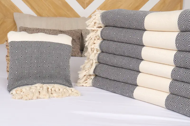 Throw Blanket, 96x80 Cotton Diamond Towel, Gift For The Home Decor, Bachelorette Favor, Wedding Hand Made Gift, Turkish Blanket, Bridal Shower Gift - 4