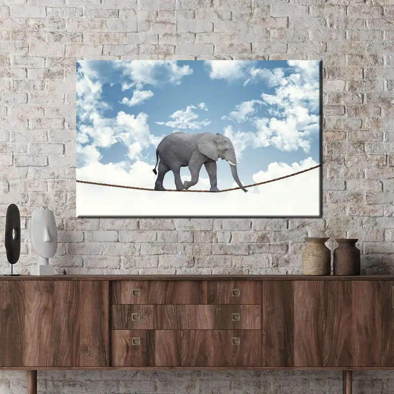 エレガントでシュールな象のキャンバス: モダンな抽象アートプリント