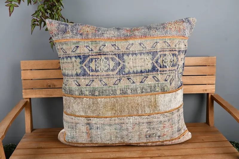 Kilim Pillow, Pet Cushion Case, Colorful Pillow, Pillow Cover, 32x32 Blue Pillow Cover, Kilim Pillow Cover, Throw Kilim Pillow, Car Pillow Case - 6