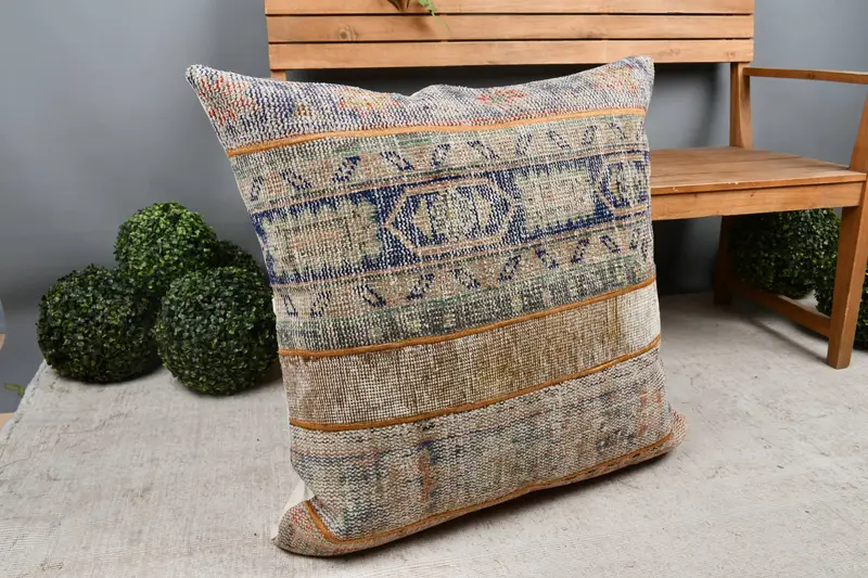 Kilim Pillow, Pet Cushion Case, Colorful Pillow, Pillow Cover, 32x32 Blue Pillow Cover, Kilim Pillow Cover, Throw Kilim Pillow, Car Pillow Case - 7