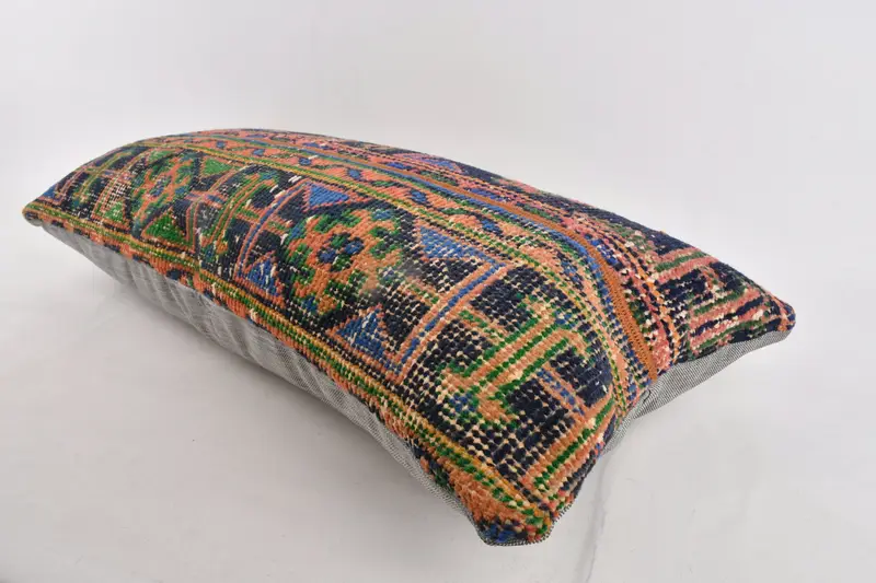 16x36 Blue Pillow Sham, Art Deco Cushion Case, Home Decor Pillow, Boho Pillow Sham Cover, Vintage Kilim Pillow, Cushion Cover, Pet Pillow Case - 6
