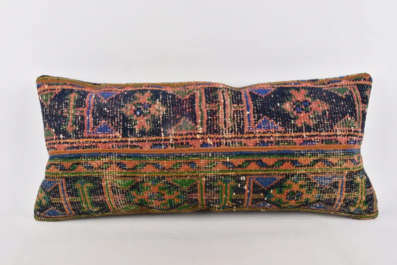 16x36 Blue Pillow Sham, Art Deco Cushion Case, Home Decor Pillow, Boho Pillow Sham Cover, Vintage Kilim Pillow, Cushion Cover, Pet Pillow Case - 1