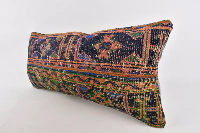 16x36 Blue Pillow Sham, Art Deco Cushion Case, Home Decor Pillow, Boho Pillow Sham Cover, Vintage Kilim Pillow, Cushion Cover, Pet Pillow Case - 4