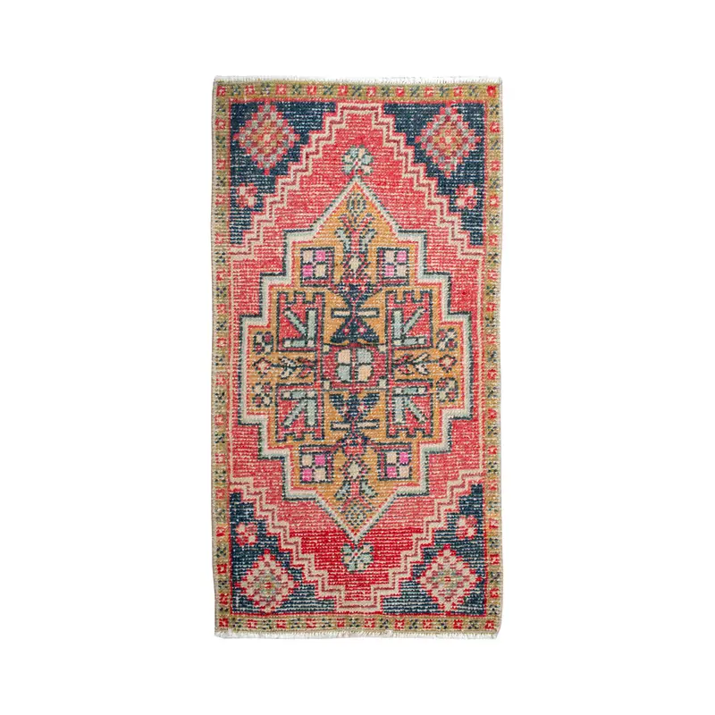 1.6x3.1 ft Oversize Vintage Turkish Rug, Red Polka dot Wool Rug - 1