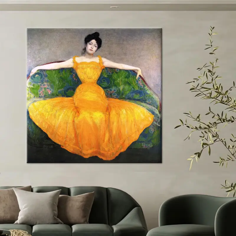 Trendy Abstract Woman Orange Canvas Print for Girl Room Decor