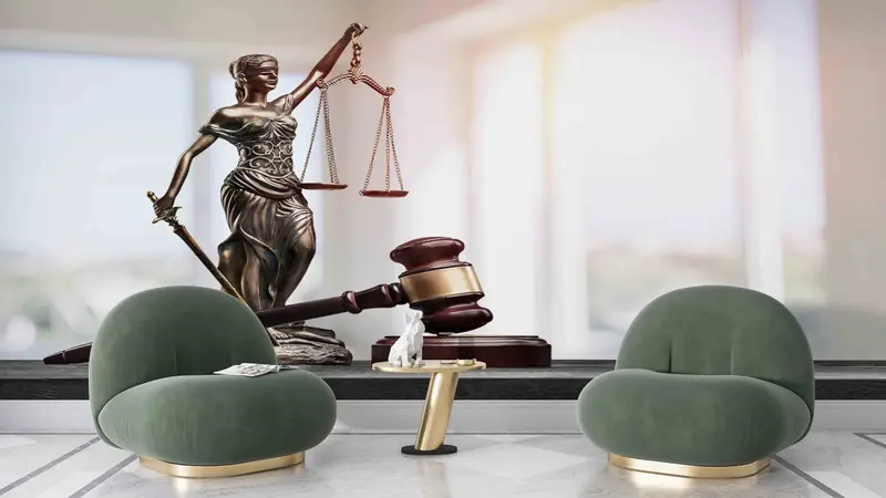 Modern Wall Painting, Lawyer Office Wall Decals, Attorney Mural, Removable Wallpaper, Lady Themis With Scales Wall Art, 3D Papercraft, - 6