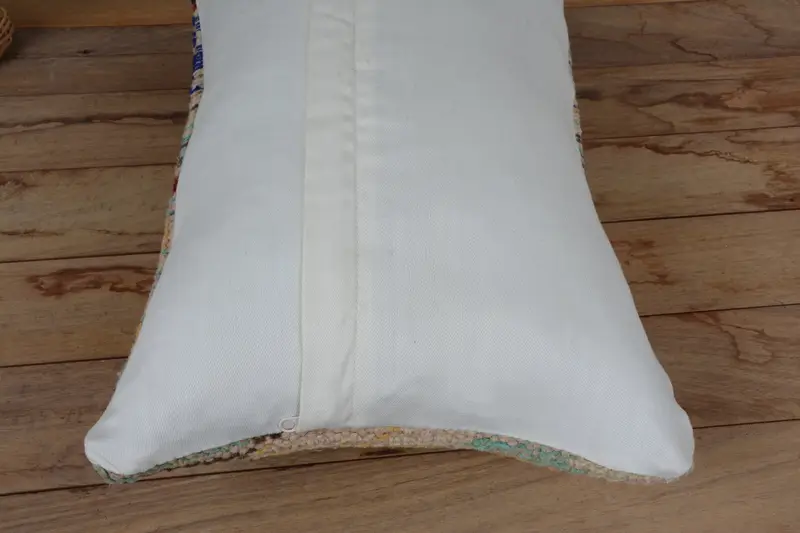 Pastel Pillow Sham, Cushion, 12x20 Beige Cushion Cover, Pillow for Sofa, Handmade Kilim Cushion, Vintage Kilim Pillow Pillow Sham, Vintage Pillow - 6