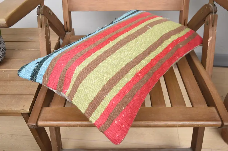Turkish Kilim Pillow, Oriental Cushion Cover, Cushion Cover, Meditation Cushion Case, Antique Pillows, Vintage Pillow, 12x20 Pink Cushion Cover - 4