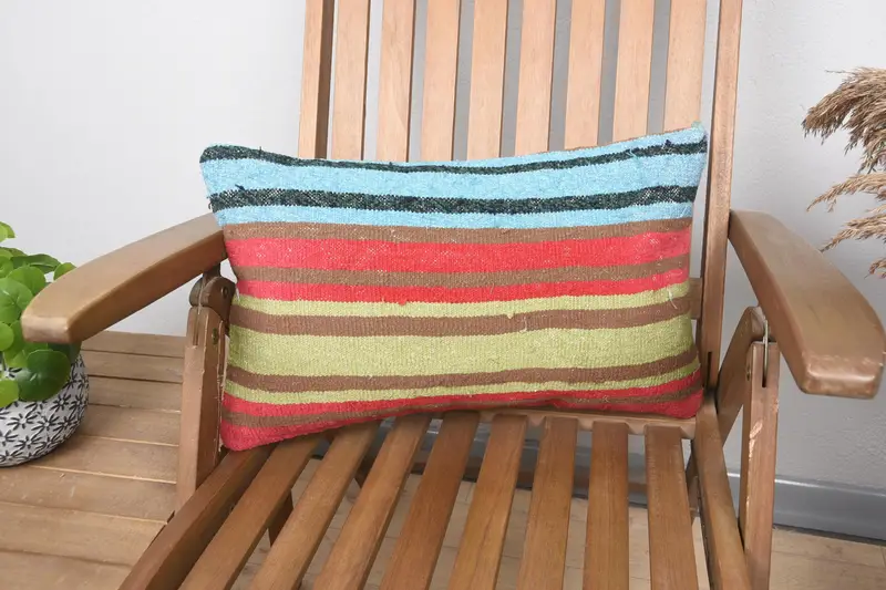 Turkish Kilim Pillow, Oriental Cushion Cover, Cushion Cover, Meditation Cushion Case, Antique Pillows, Vintage Pillow, 12x20 Pink Cushion Cover - 1